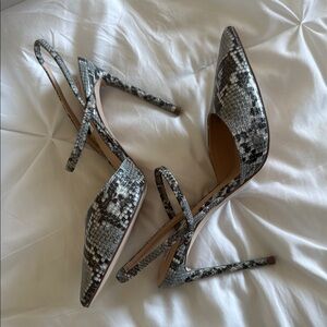 Steve Madden Gray and Black Slingback Heels Valentine Blu Snake